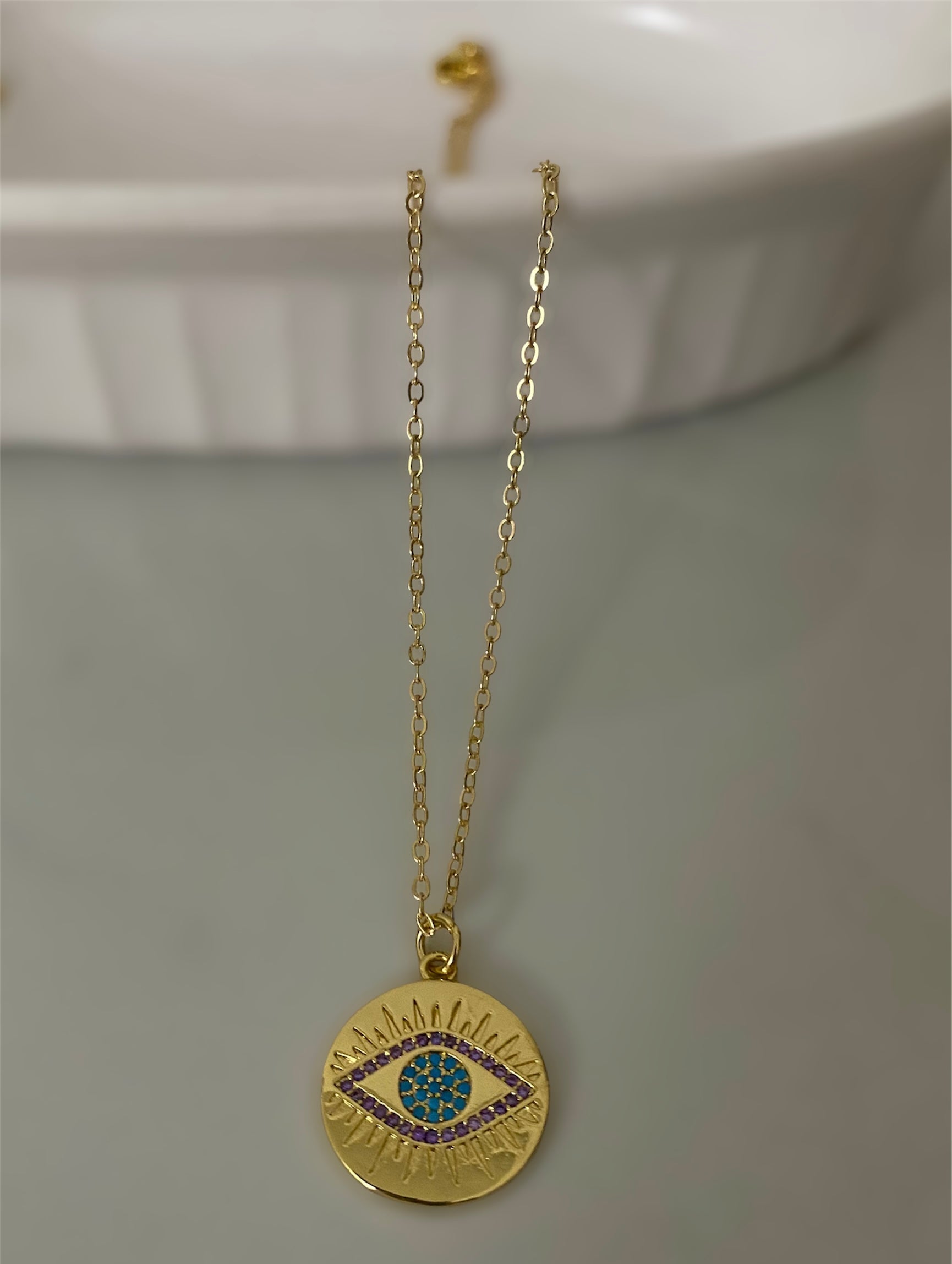 Eye Gold  Blue Necklace